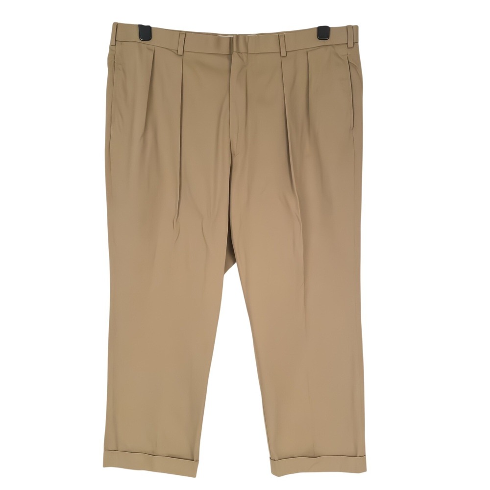 Ben Silver English Drills Pants Men's 42 Khaki Pleated Cuffed USA FITS 40x26.5 - Picture 4 of 15